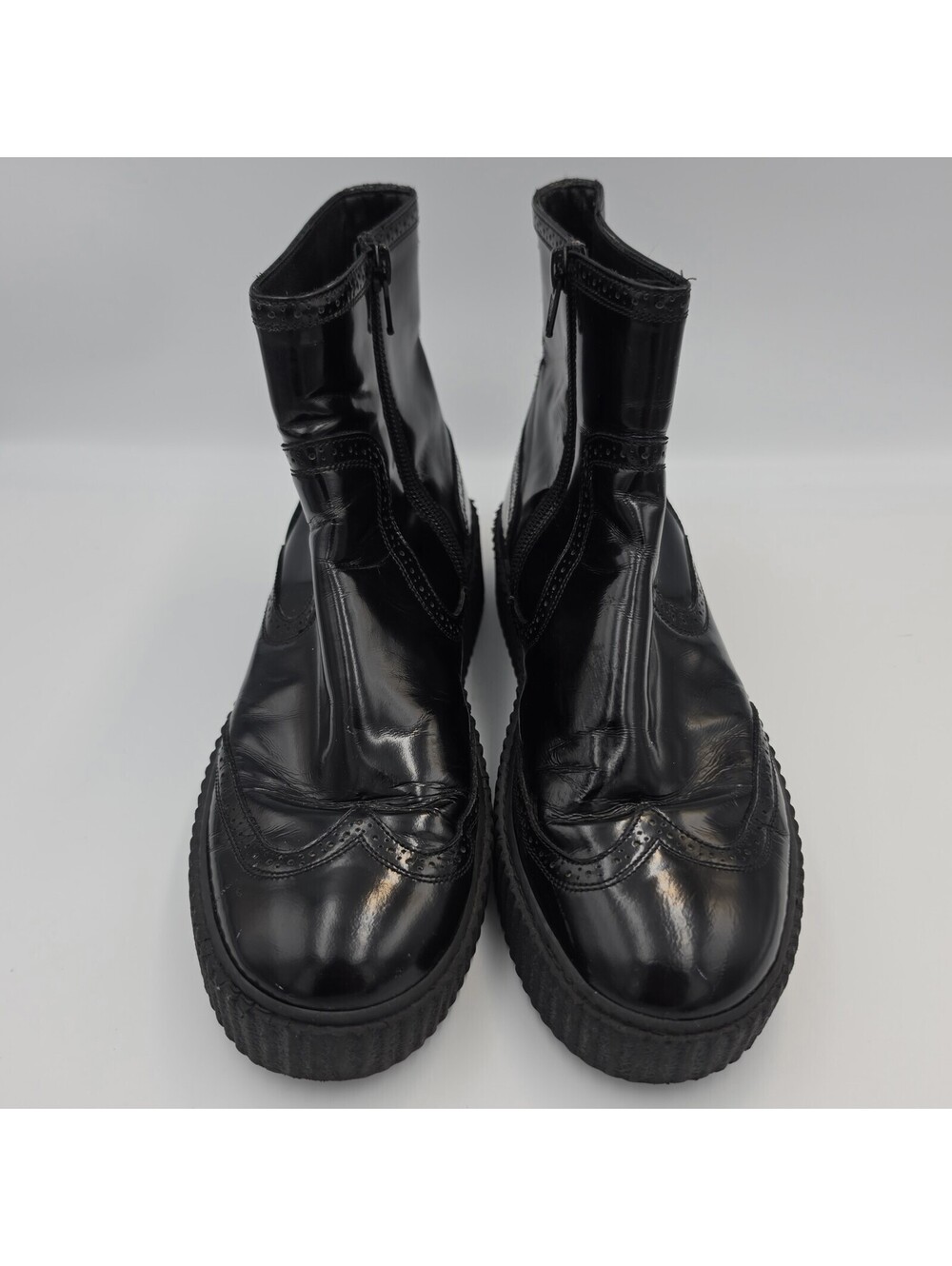 MM6 Maison Margiela Wingtip Brogue Creeper Boots Black Patent EU 37 US 7 Italy